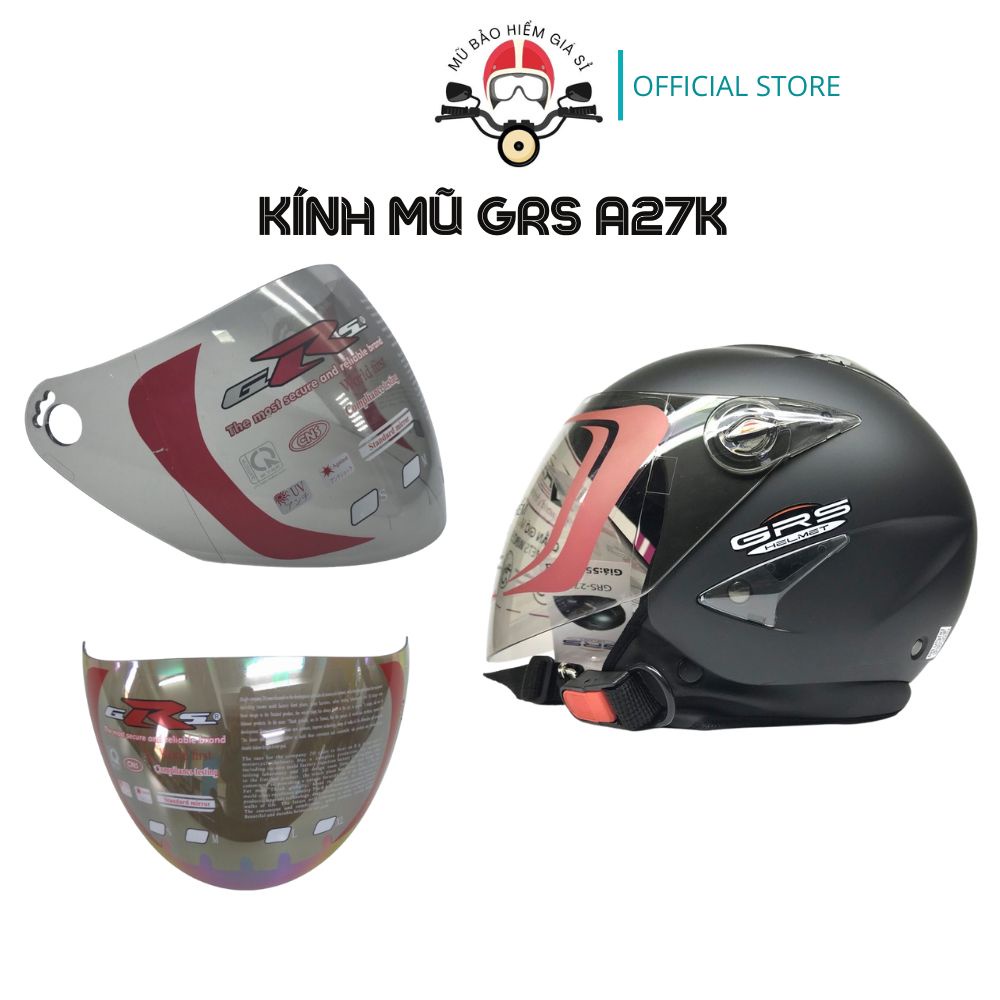 Phụ Kiện Kính Chắn gió thay thế cho mũ GRS A27 mầu trà khói chống chói chống tia UV chính hãng GRS