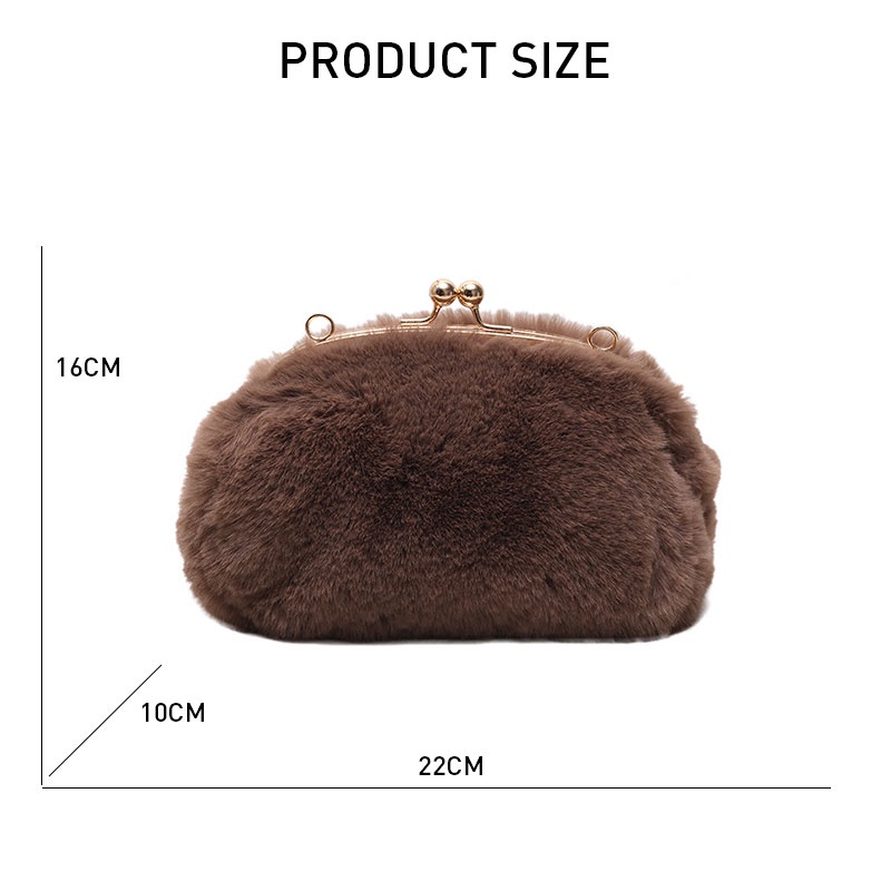 Mischa Túi Đeo Chéo Vai Màu Trơn Chất Liệu Lông Đơn Giản Thời Trang Thu Đông