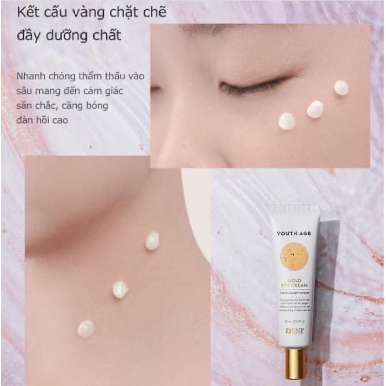 Kem Dưỡng Mắt Chiết Xuất Vàng Làm Mờ Quầng Thâm,Giảm Nếp Nhăn SNP Youth Age Gold Cream Collagen 25ml