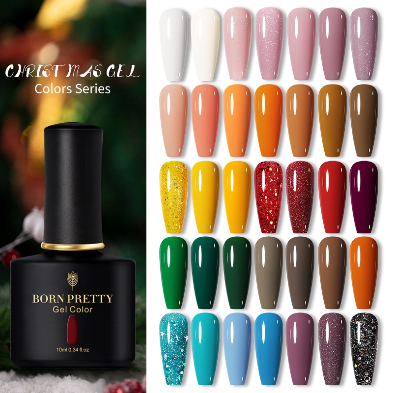 Sơn Móng Tay Gel UV BORN PRETTY 10ml Màu Đen Trắng Hồng Xanh Dương Lấp Lánh Lâu Trôi