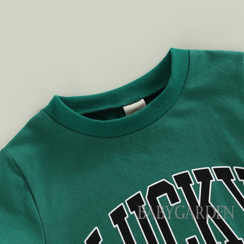 Áo Liền Quần Ngắn Tay In Chữ Lucky Thời Trang Mùa Hè Cho Bé 0-18 Tháng Tuổi