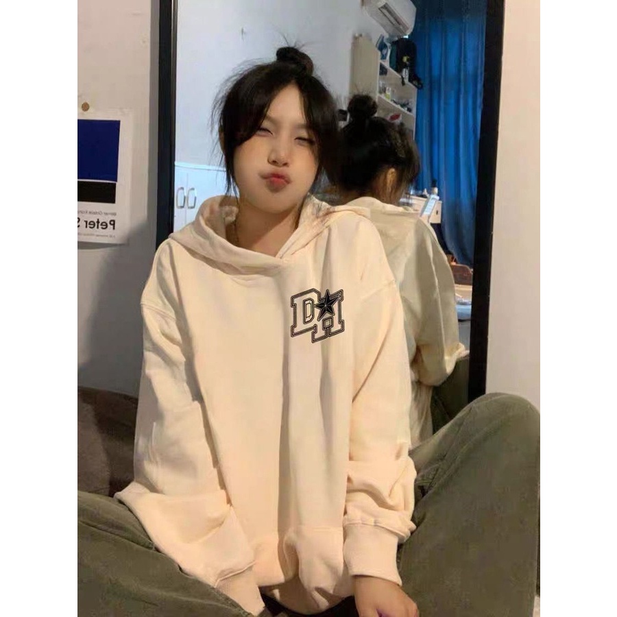 Áo Hoodies Hoạ Tiết Chữ In Thiết Kế Dáng Rộng Thoải Mái