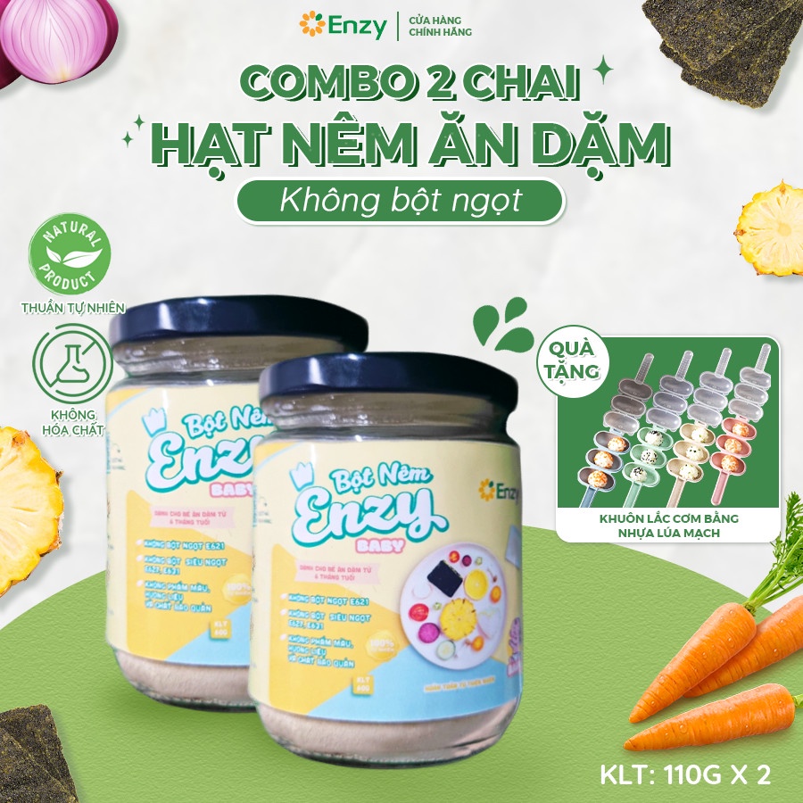 Combo 2 chai hạt nêm ăn dặm không bột ngọt Enzy cho bé