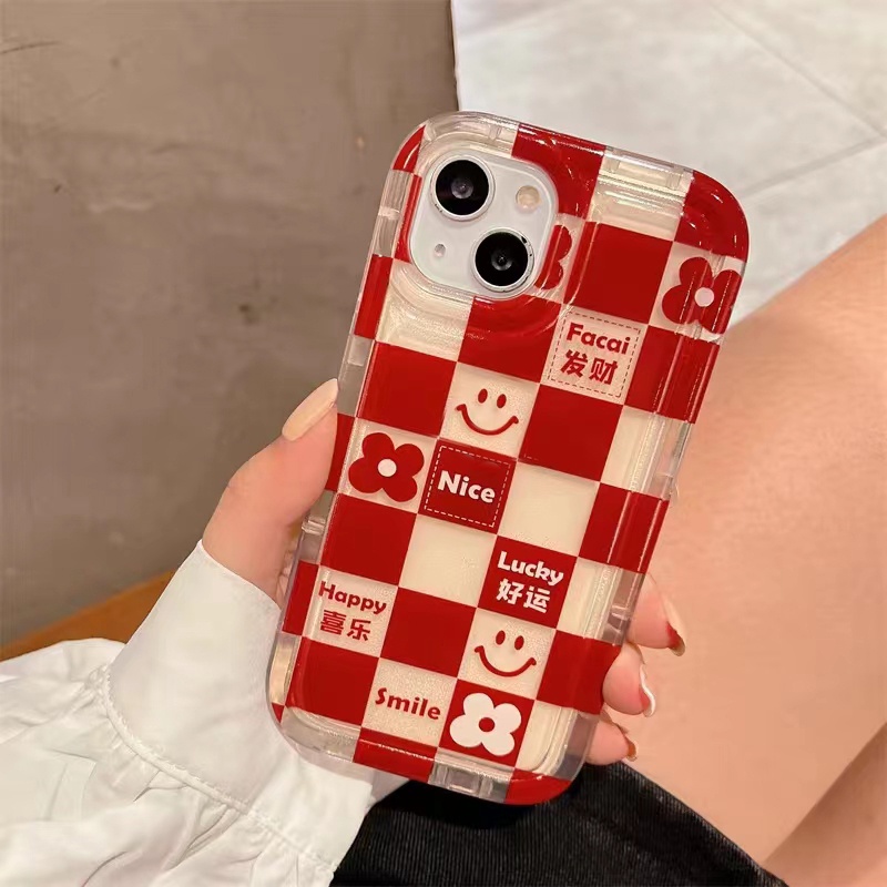 Ốp Điện Thoại Silicon TPU Mềm Trong Suốt Họa Tiết Ca Rô Đỏ Cho IPhone 14 13 12 11 Pro XS Max XR X 8 7 6 6S Plus