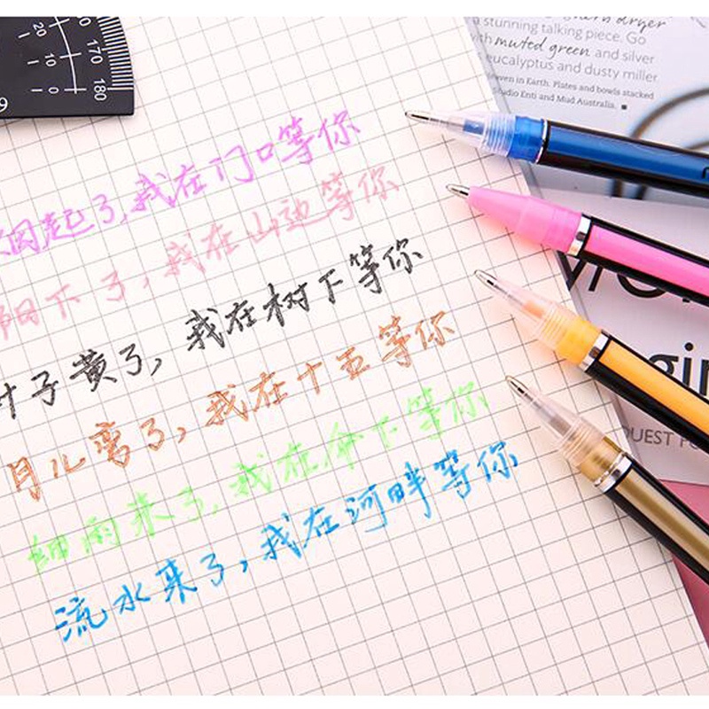 Y&amp;X Bộ 12 bút mực nhiều màu sắc khác nhau đáng yêu đa năng tiện lợi/Bút bi nhiều màu