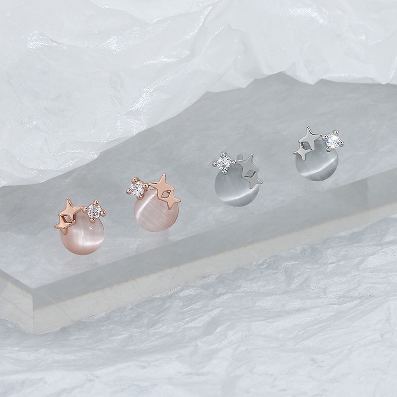 Bông Tai Thời Trang Hình Mắt Mèo &amp; Ngôi Sao Kiểu Hàn Quốc Chất Lượng Cao Cho Nữ