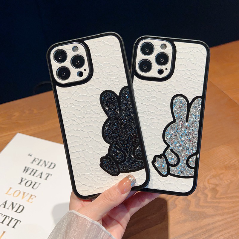 Ốp Điện Thoại Da Cứng Hình Thỏ Lấp Lánh Chống Sốc Cho iPhone 14 Plus 14 + IP X Xr Xs Max 11 12 13 14 Pro Max
