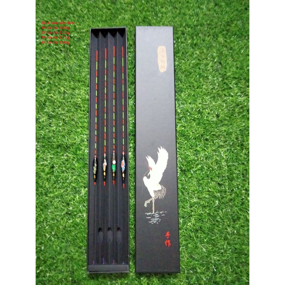 Bộ 4 phao câu đài nano cao cấp đa dạng tăm phao, tăm sáng,rõ nét, bộ hoa mẫu đơn và đại bàng