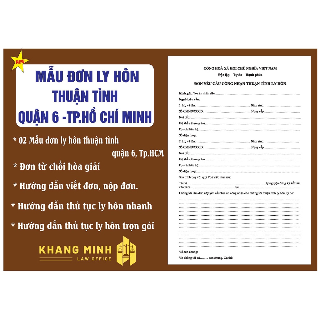 Thủ tục ly hôn thuận tình tại toà án quận 6 + Đơn ly hôn thuận tình + Hướng dẫn mới nhất