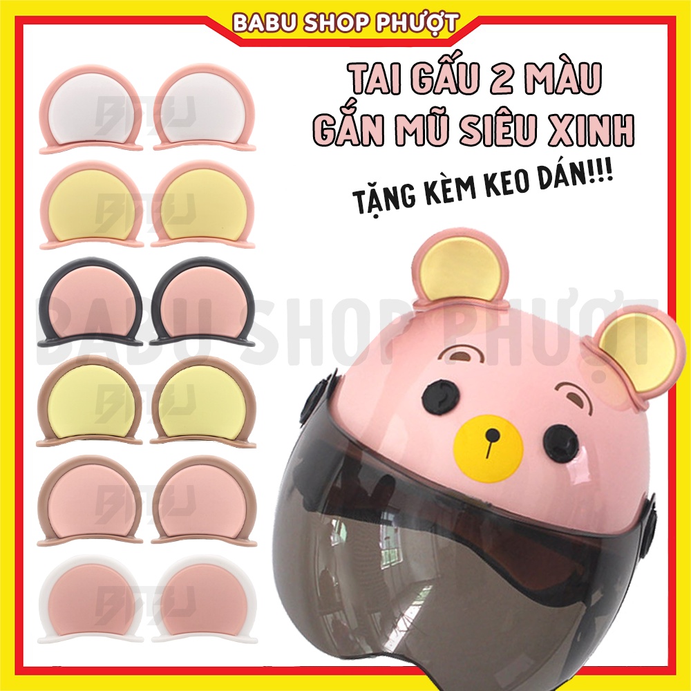 Tai Gấu  Gắn Mũ Bảo Hiểm Dễ Thương Nhiều Màu