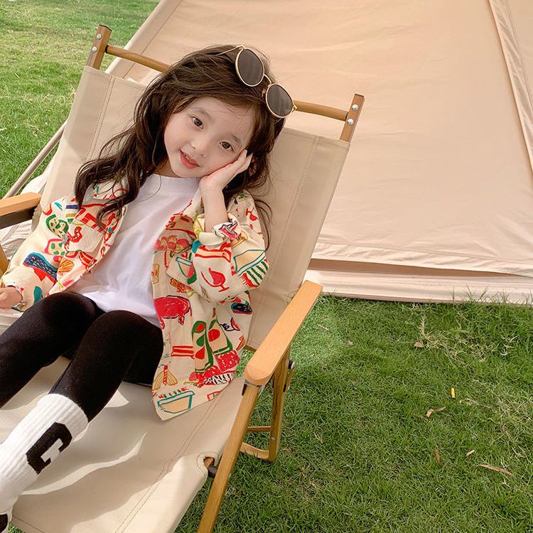 Áo Khoác Denim In Hoạt Hình Kiểu Hàn Quốc Thời Trang Xuân Thu 2022 Cho Bé Gái