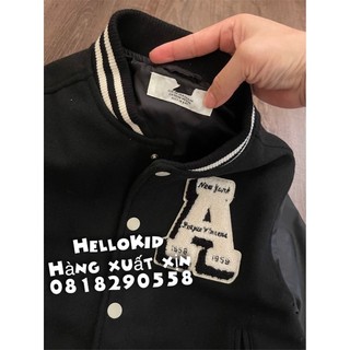 Áo khoác bomber chữ A tay pha da