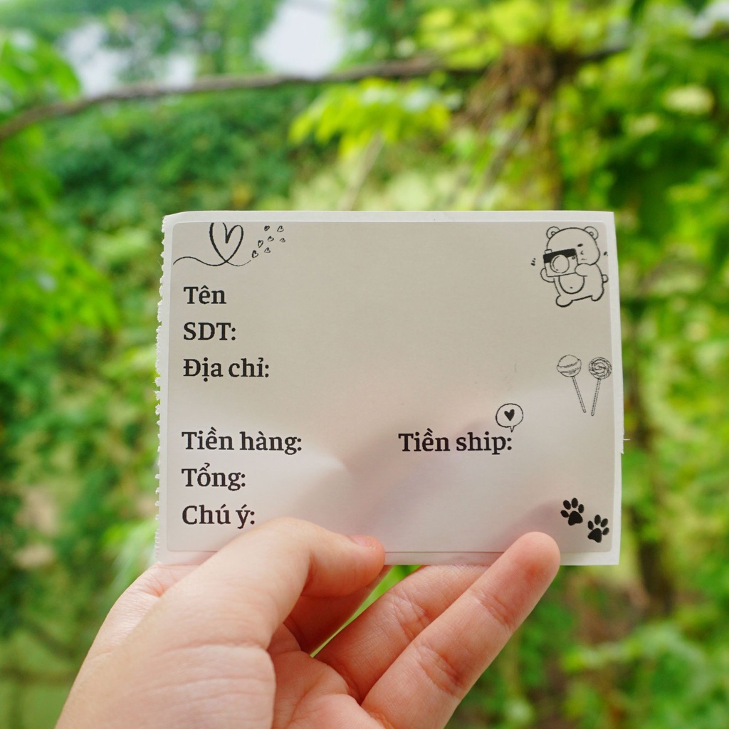 Tem dán cảm ơn thông tin đơn hàng có sẵn keo dán hộp túi niêm phong