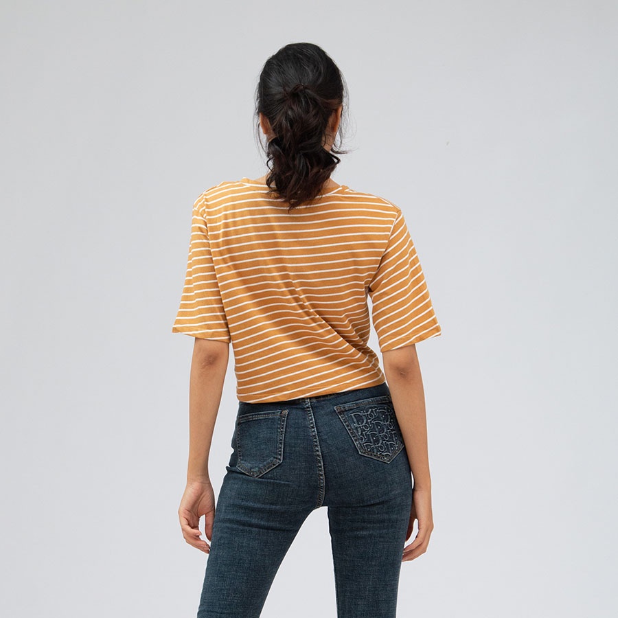 Áo thun nữ croptop ôm, ngắn tay_Gavani_STRIPE COLOUR 3