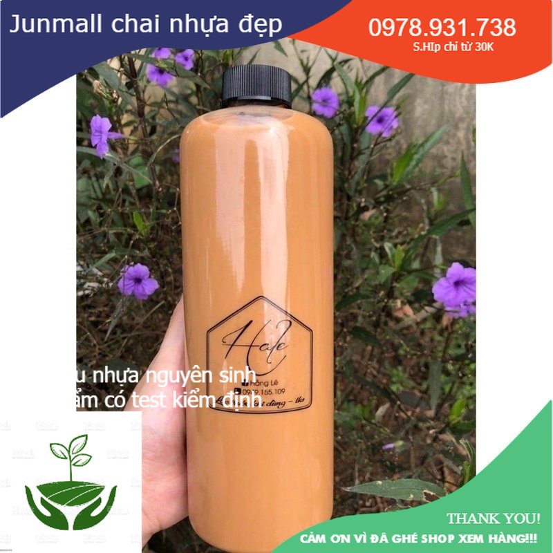 Chai nhựa 1l, chai 1 lít cổ rộng đựng trà sữa, mật ong