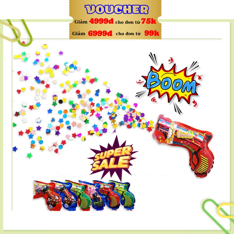 Pháo giấy dạng súng Confetti mini, Súng bắn hoa giấy cầm tay dùng cho tiệc sinh nhật, cưới hỏi lễ tết - Đồ chơi MiniKids