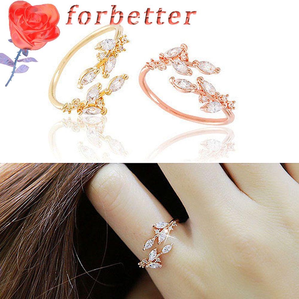 Nhẫn họa tiết chiếc lá đính đá zircon sang trọng cao cấp