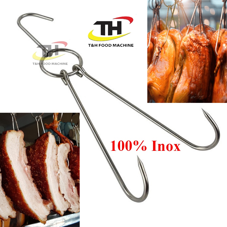 Combo 10 Móc treo vịt, gà, thịt inox không gỉ móc treo thịt xông khói, móc vịt nướng, chân giò dùng cho lò quay vịt