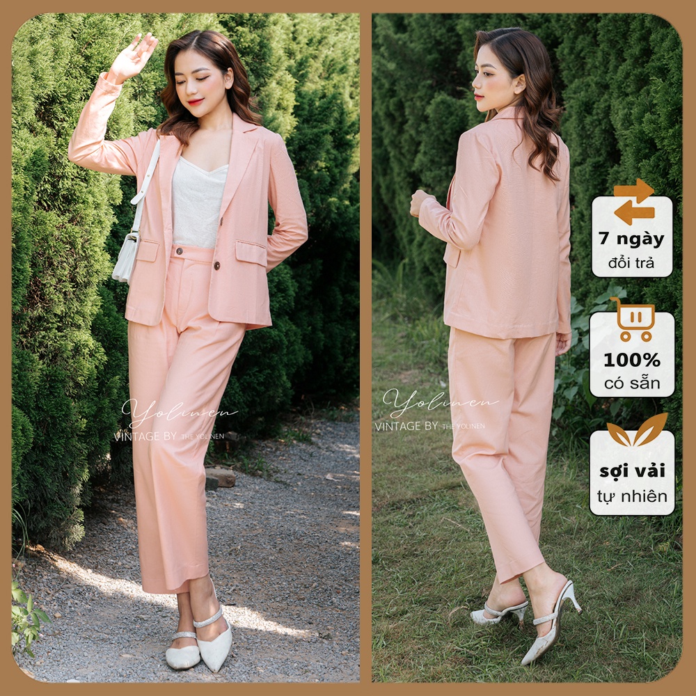 Bộ vest blazer nữ dáng suông nhẹ YOLINEN thiết kế trẻ trung thời trang mùa thu đông cho nữ | BigBuy360 - bigbuy360.vn