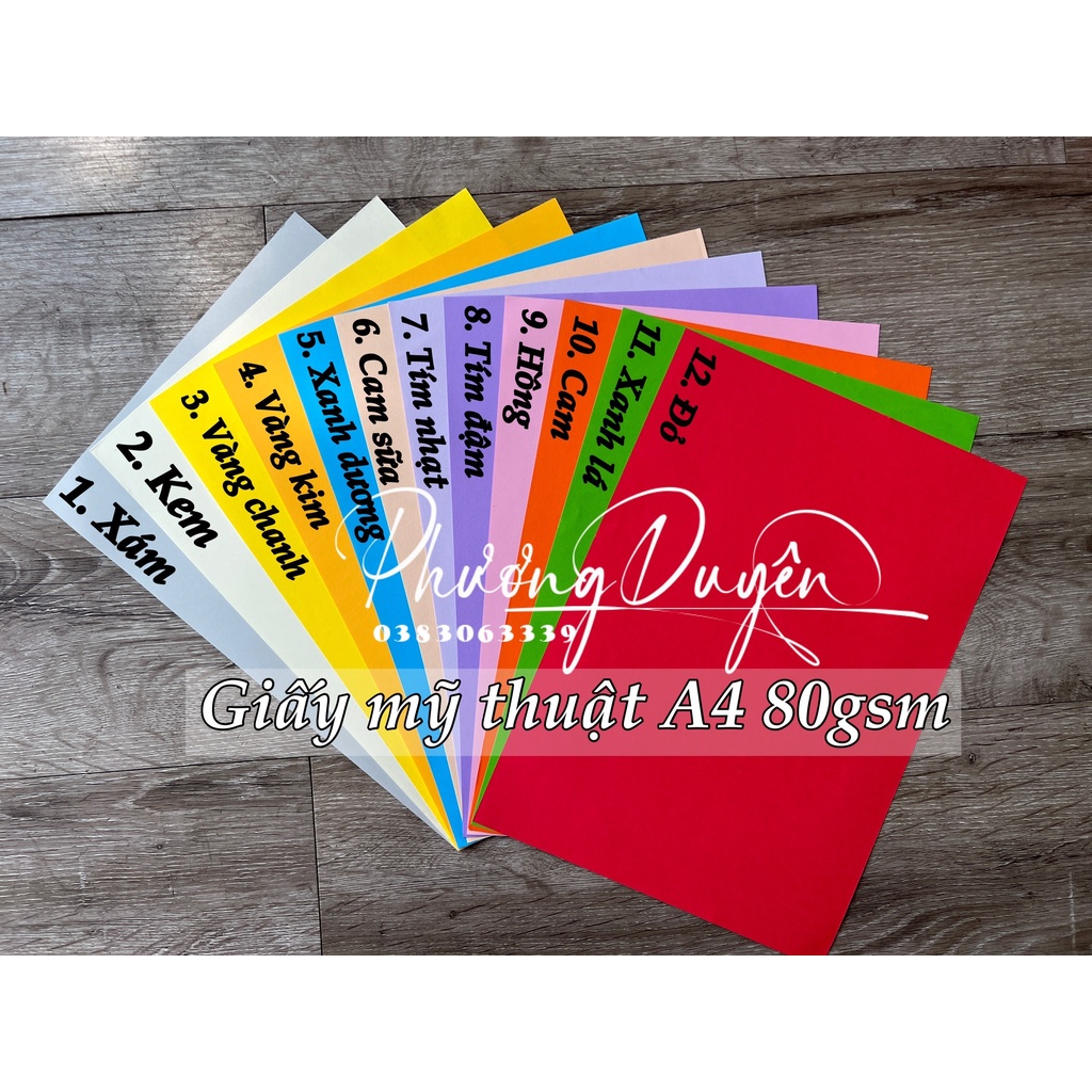 Giấy màu A4 80gsm- 1 xấp 500 tờ