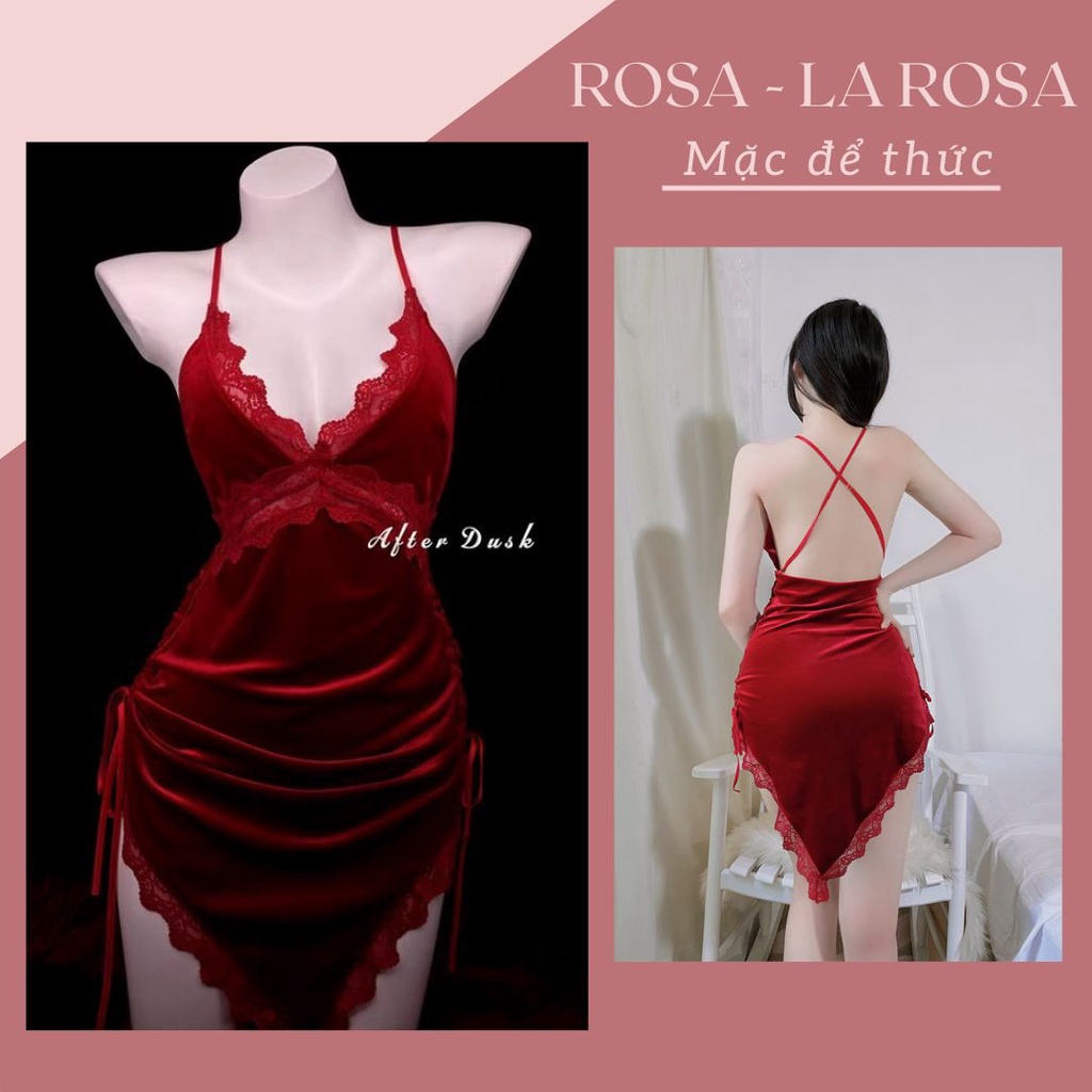Đồ ngủ sexy gợi cảm ROSA -DN29 Thiết Kế Dây Rút Hot, vải Nhung Form Chuẩn Như Hình