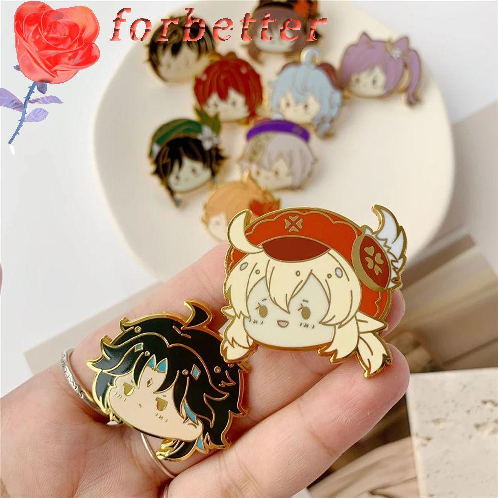 Ghim cài áo bằng kim loại tráng men họa tiết hoạt hình Ganyu