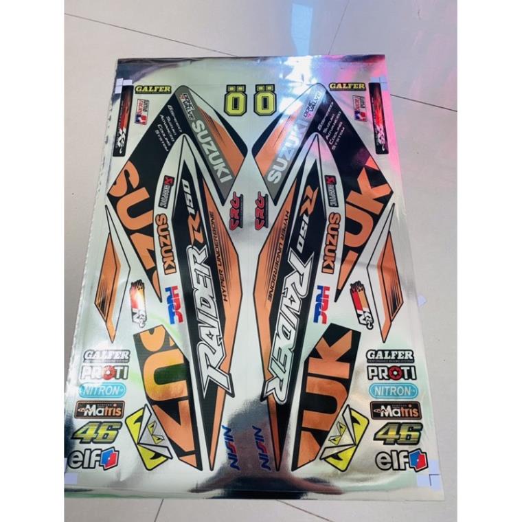 DECAL PVC 5 LỚP CHẤT LƯỢNG CAO Tem rời raider cam đen chất liệu Crom cao cấp