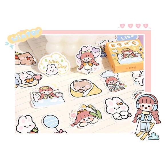 Set 50 Tấm Sticker hình dán Cô Gái - Chibi Dễ thương - chọn mẫu