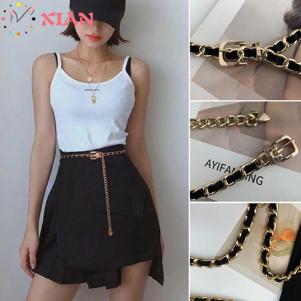 Thắt Lưng Dây Xích Kim Loại Dài Phối Tua Rua Dễ Phối Đồ Thời Trang