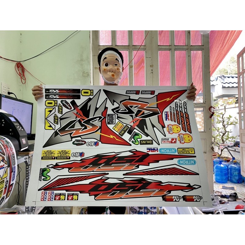 DECAL PVC 5 LỚP CHẤT LƯỢNG CAO Tem rời Exciter 150 RS đỏ đen