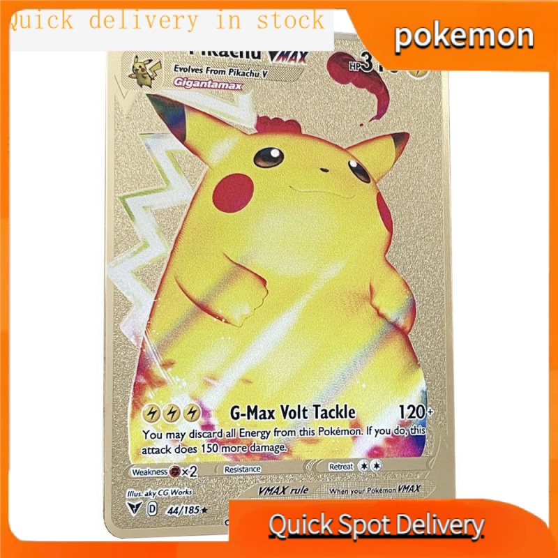 ✨✨Bộ Sưu Tập Thẻ Bài Pokemon Bằng Kim Loại Sắt Màu Vàng Kim in Chữ Tiếng Anh Cho Trẻ Em