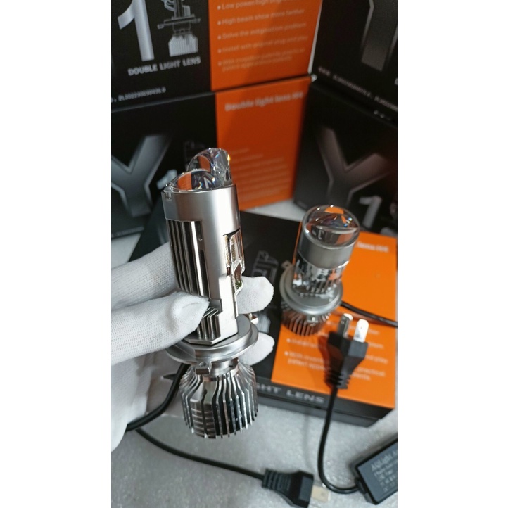 Led bi cầu mắt ếch Y1 chân H4 lắp oto-xe máy