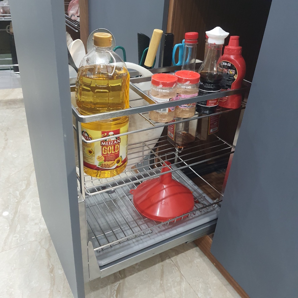 Giá Để Dao Thớt gia vị Đa Năng INOX 304, Ray âm giảm chấn _Bảo Hành Vĩnh Viễn