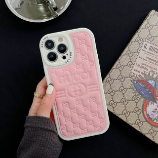 Ốp Điện Thoại Da Màu Hồng In LOGO CUCC Sang Trọng Cho iPhone 11 12 13 14 Pro Max 14 Plus