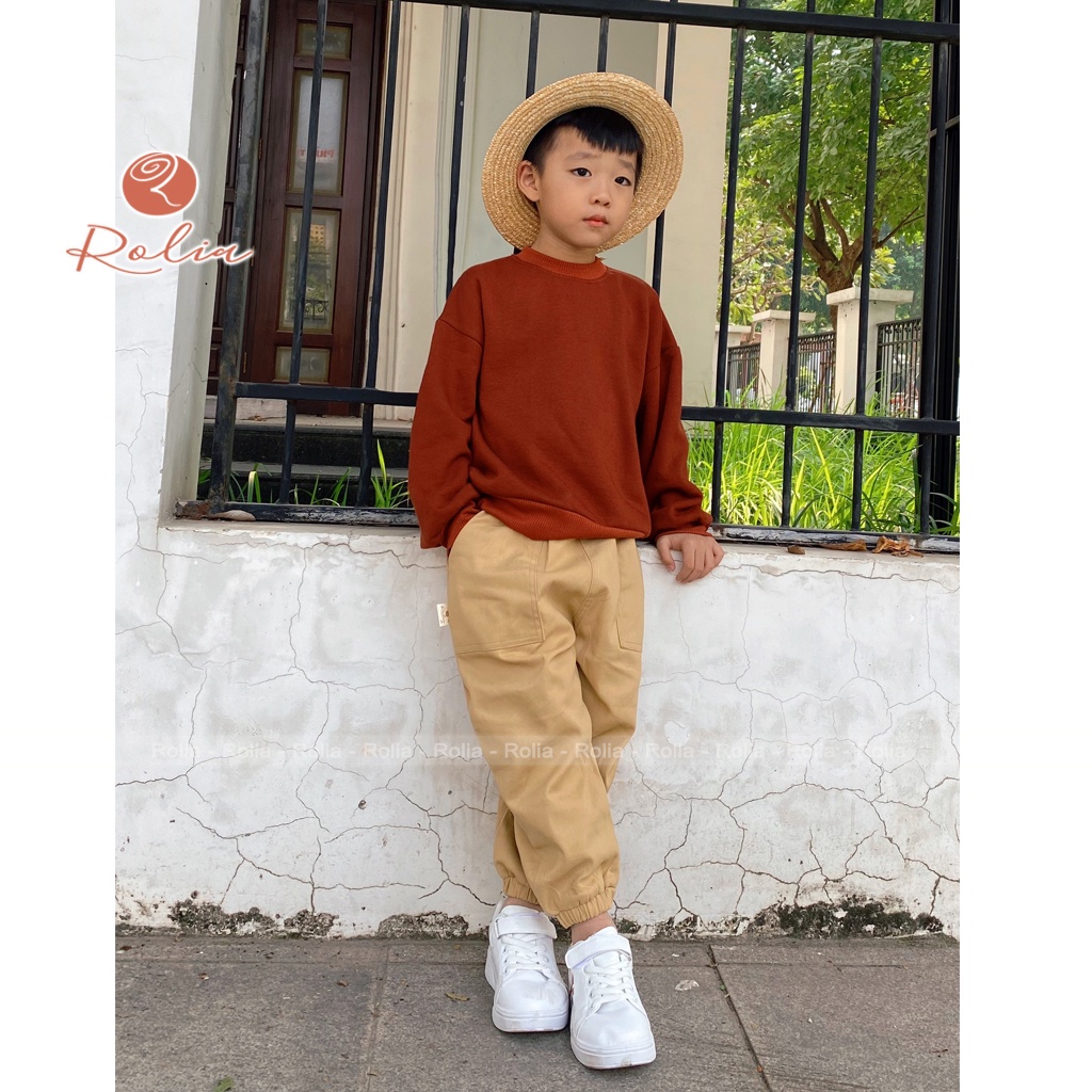 Quần kaki basic unisex ROLIA vải kaki dày dặn, chắc chắn cho bé trai và gái Q02