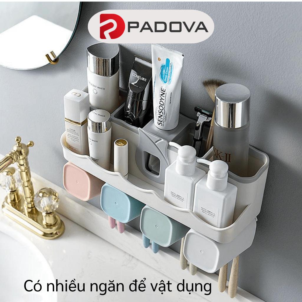 Bộ Nhả Kem Đánh Răng Tặng Kèm 4 Cốc Có Giá Treo Bàn Chải, Kệ Để Đồ PADOVA 8149