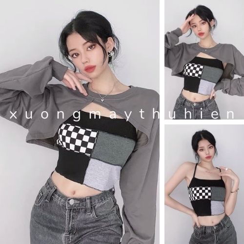 Bộ đồ nữ kèm áo dài tay mặc ngoài xuongmaythuhien