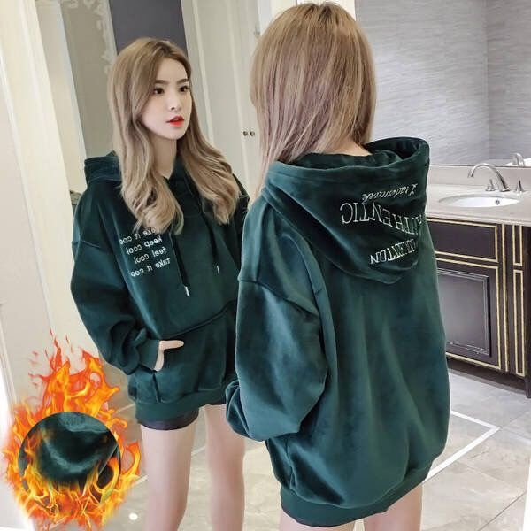 Áo Hoodie Dáng Rộng Thời Trang Thu Đông Phong Cách Hàn Quốc Cho Nữ