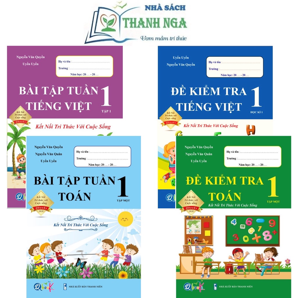 Sách - Combo Bài Tập Tuần và Đề Kiểm Tra 1 - Toán và Tiếng Việt học kì 1 - Kết nối tri thức với cuộc sống (4 cuốn)
