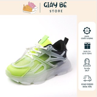 Giày thể thao cho bé gái cao cổ dạ quang, Giày cho bé êm nhẹ quai dán cá tính