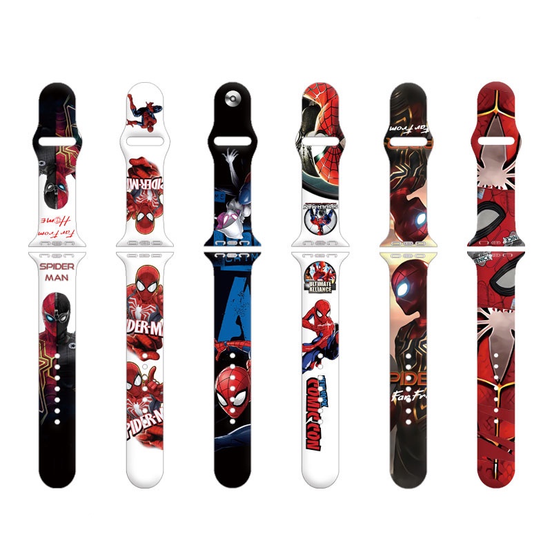 Dây Đeo Silicon Họa Tiết Người Nhện Marvel 45mm 44mm 40mm 42mm 41mm Cho Apple Watch SE765432 Vòng Đeo Tay Cho Dòng iWatch