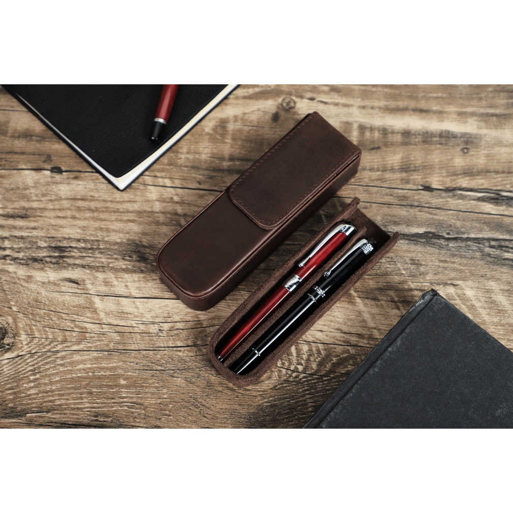 Túi Đựng Bút Bằng Da Thật Phong Cách Retro Cho Người Lớn