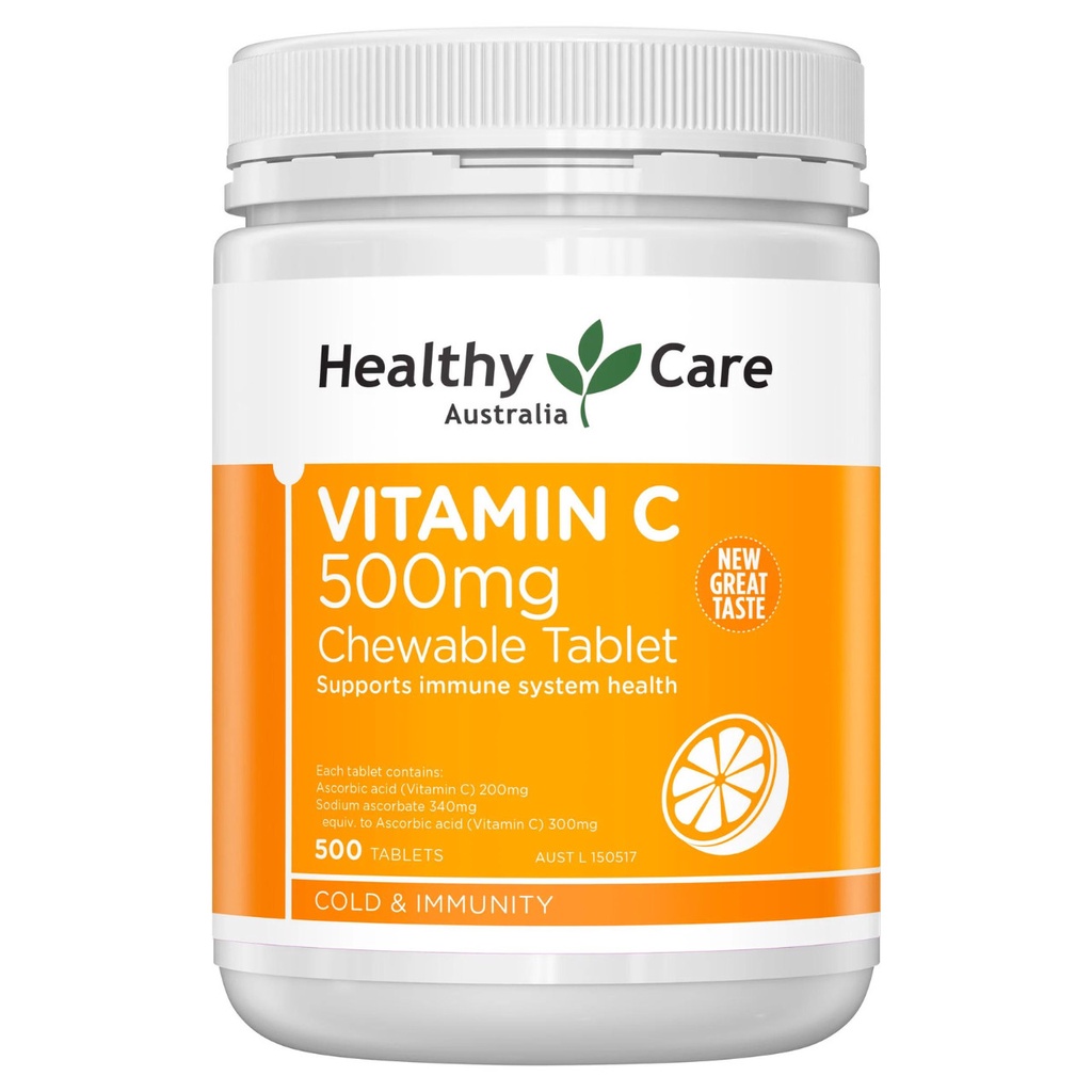 Viên nhai bổ sung vitamin C Healthy care vitamin C 500mg Hộp 500v