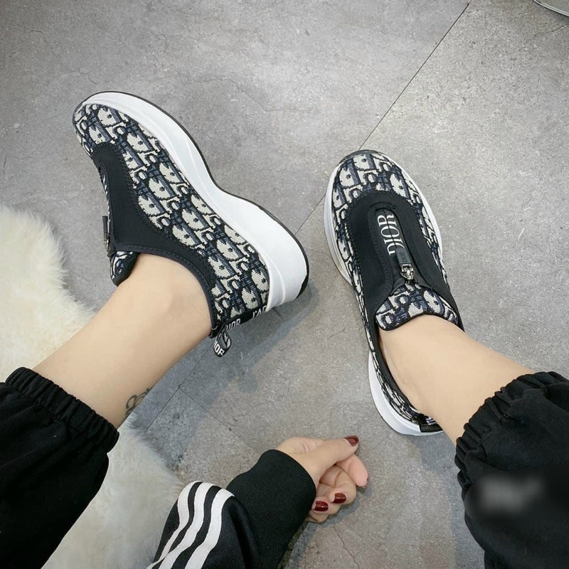 Giày thể thao nâng đế dáng thêu dáng lười tiện lợi hàng cao cấp fullbox