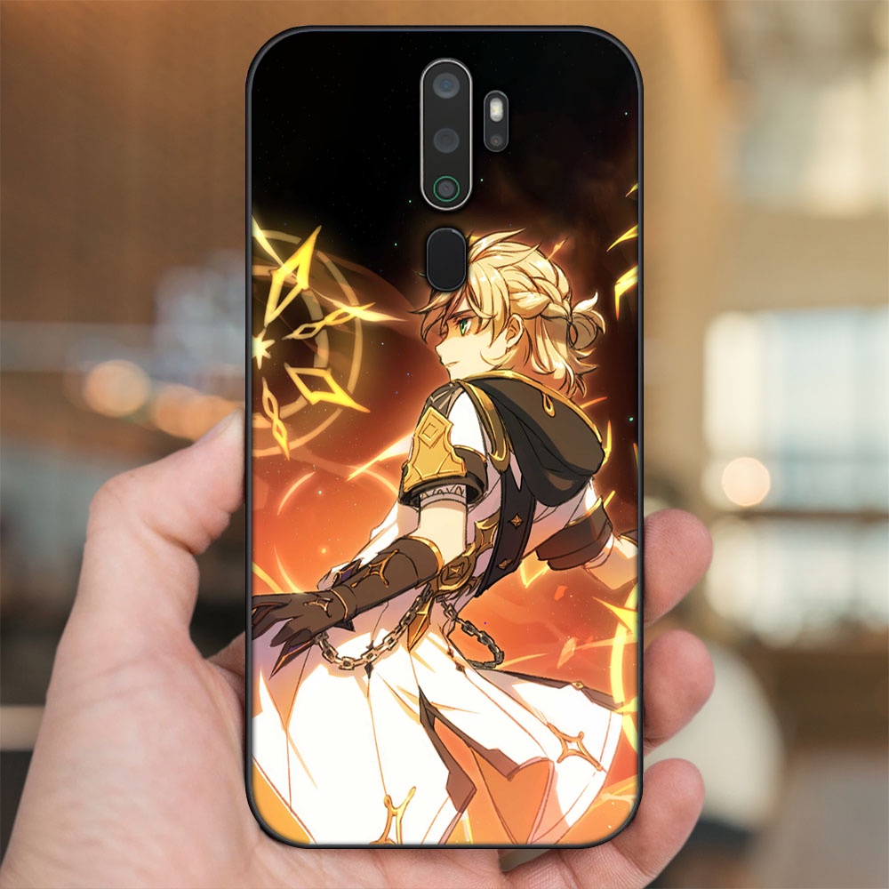 Ốp lưng Oppo A5 2020, A9 2020 viền đen in hình Albedo Genshin Impact