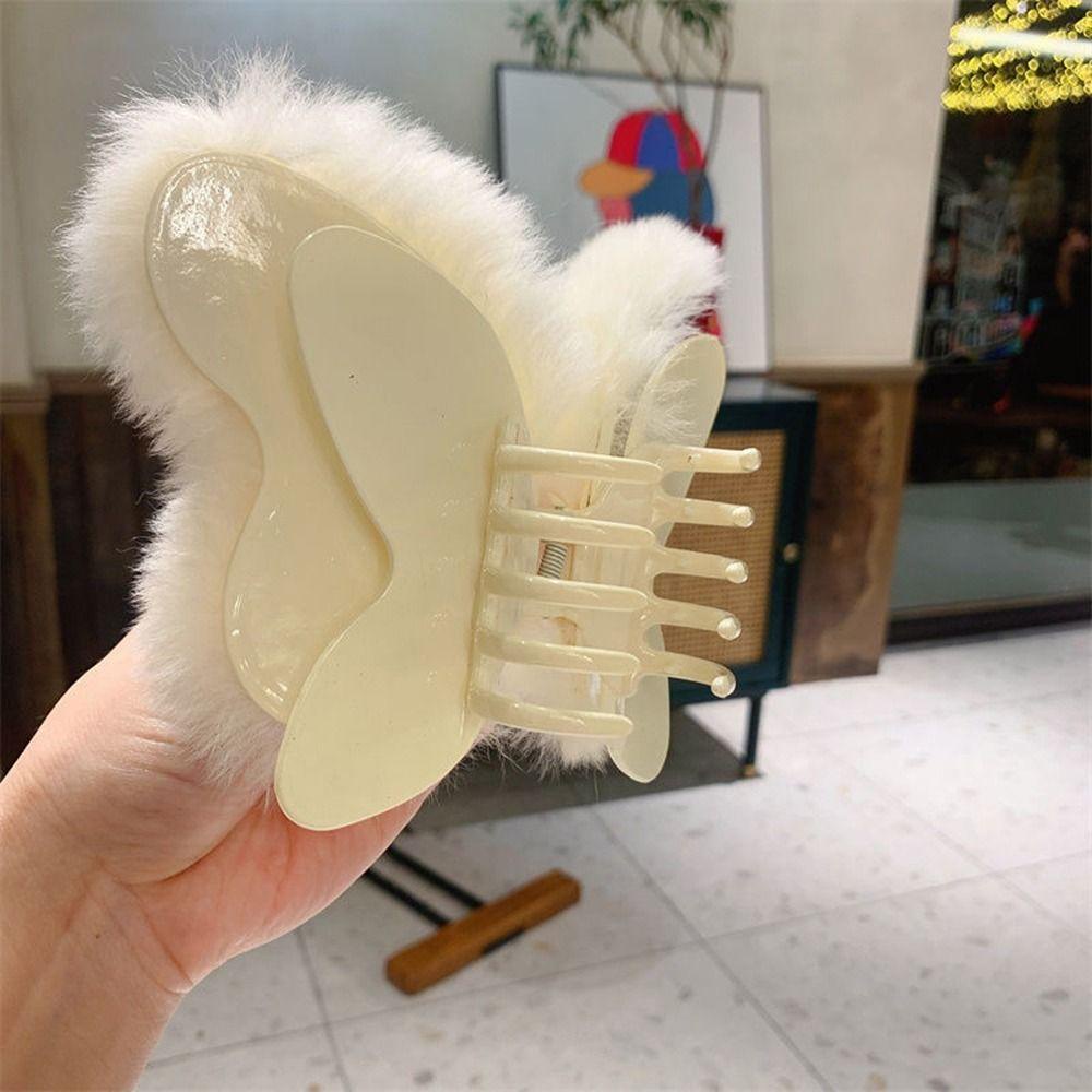 BACK2LIFE Kẹp Tóc Hình Bướm / Cá Mập Phủ Lông Phong Cách Hàn Quốc Ngọt Ngào Thời Trang Cho Nữ