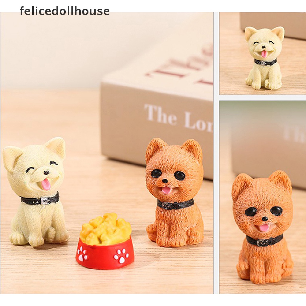 Mô Hình Chú Chó Kawaii Mini Bằng Nhựa Resin Để Bàn Trang Trí Sân Vườn