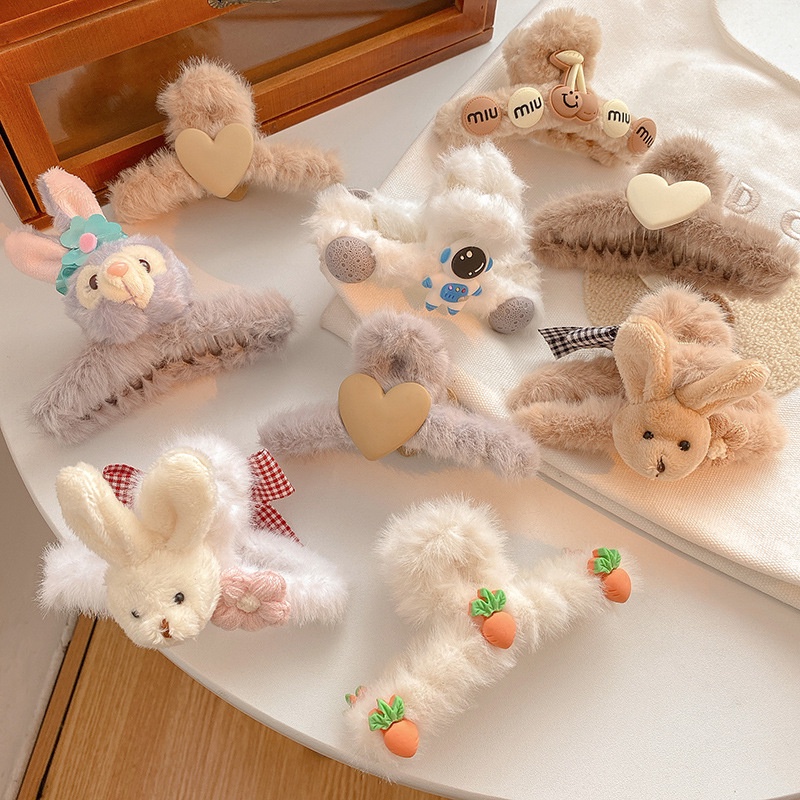 Kẹp tóc đính nơ 17KM họa tiết hoạt hình phong cách Hàn Quốc