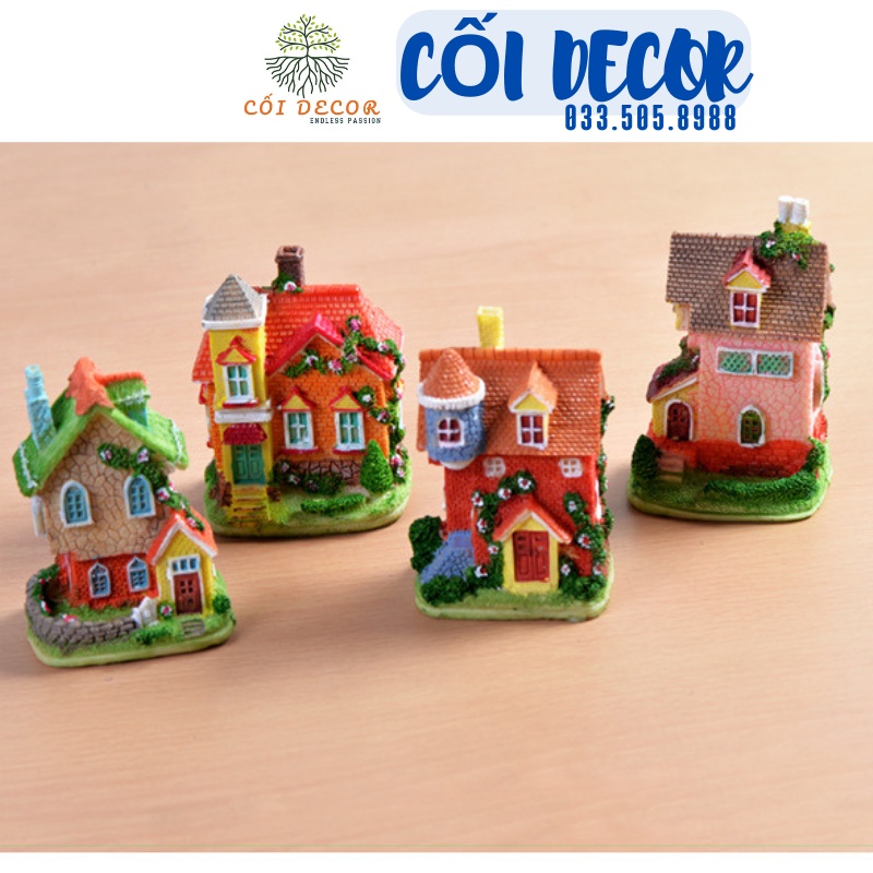 Mô hình ngôi nhà lâu đài,biệt thự nhiều màu sắc trang trí tiểu