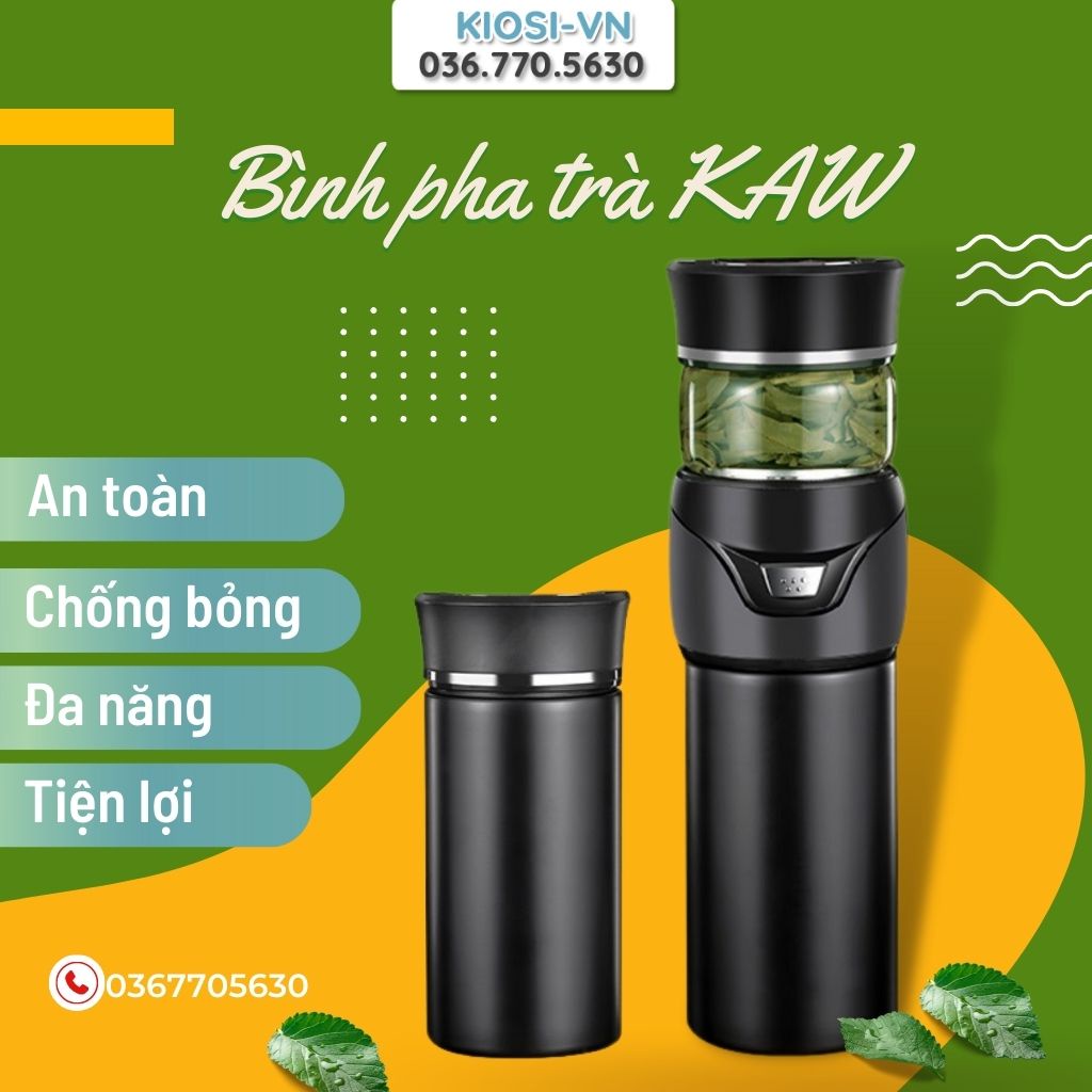 Bình Giữ Nhiệt + Bình Pha Trà Đa Năng KAW Nhỏ Gọn, Tiện Lợi, Giữ Nhiệt Lâu
